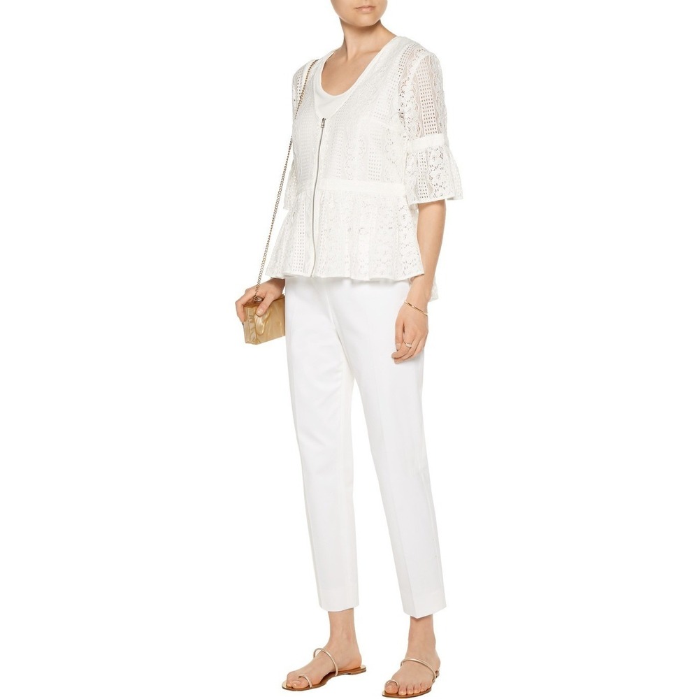 $295 MARISSA WEBB Moritz Ruffled Boho Fairy Cotton Lace 90s Blouse White Top/S